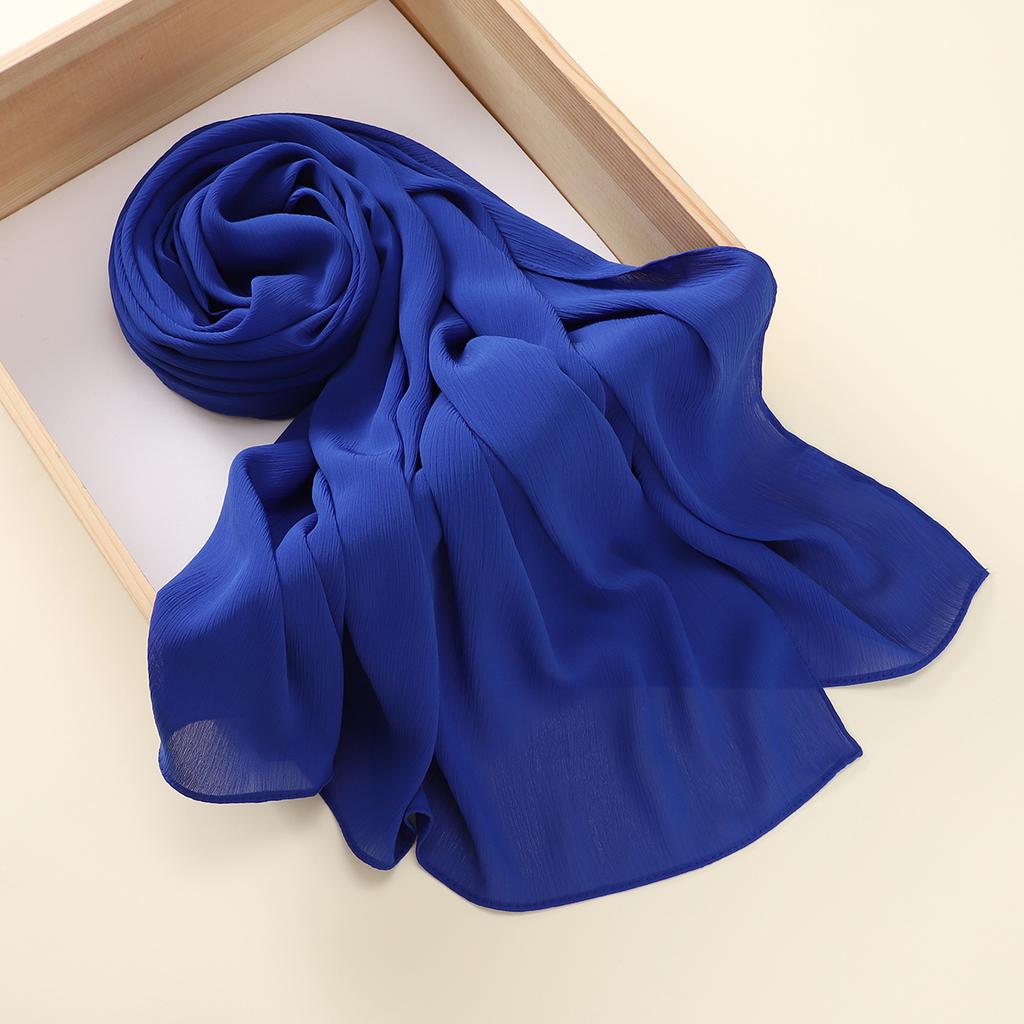 Muslim Plain Crinkle Hijabs Heavy Chiffon Scarf Arab Crepe Shawl Wraps Islamic Headband Solid Color Foulard Women