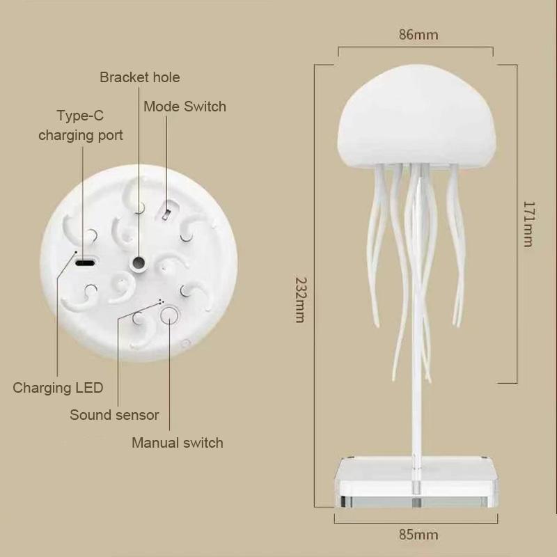 Intelligente sprachgesteuerte Quallenlampe, Umgebungslicht, Nachtlicht, agiler Touch-Fuß, schillernde Farbe, allmählich wechselnde Farbe