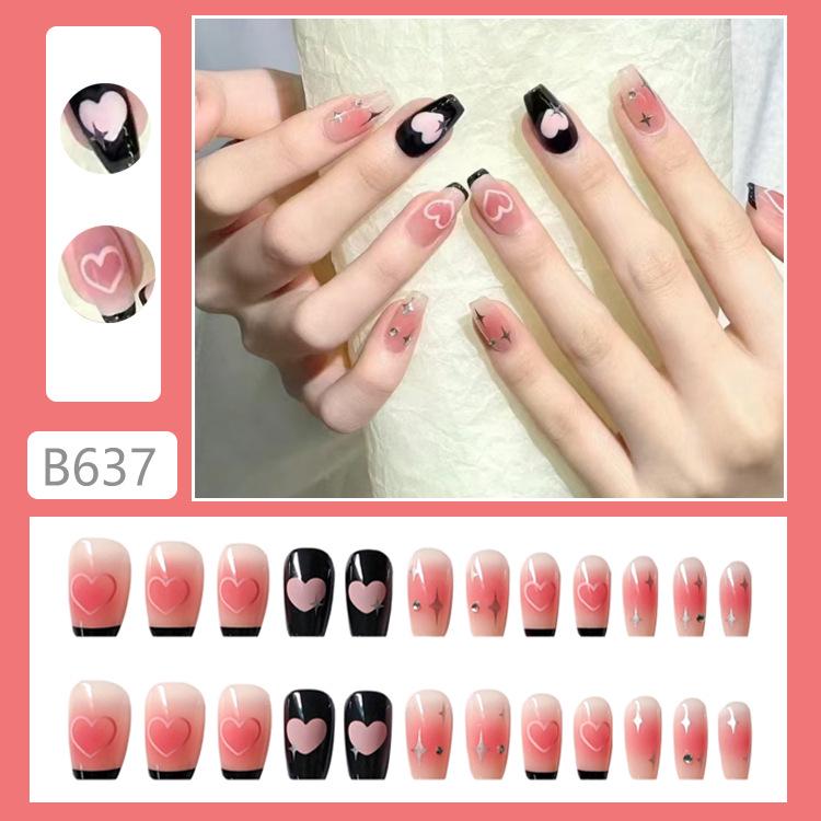 

B637 Xiaohongshu Сердечные румяна Французские наклейки для нейл-арта - Милые и крутые накладные ногти Blush Star (Glue-On)