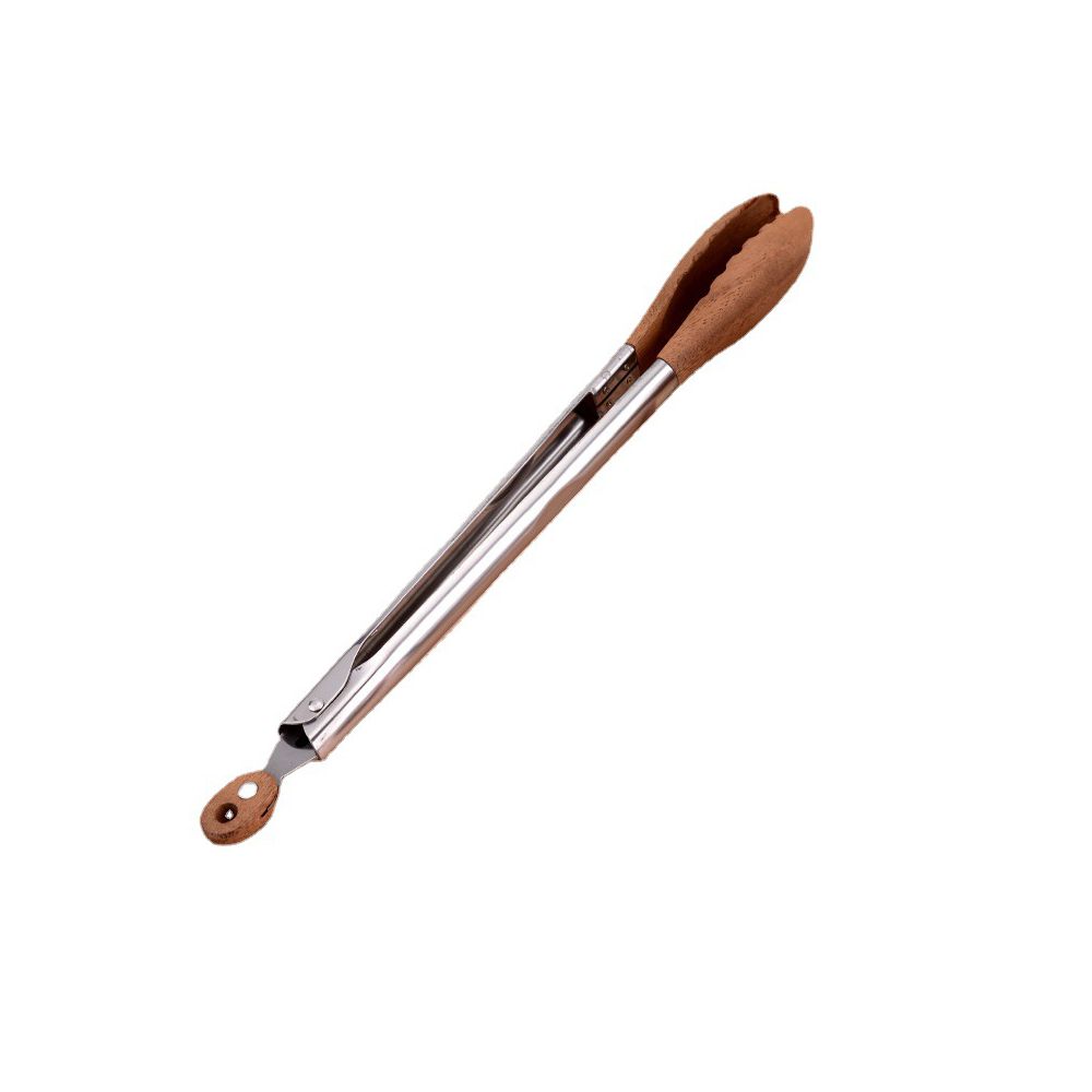 High Quality Non-Stick BBQ Grilling Tong with Stainless Steel Handle Durable Cooking Tong Walnut Wood Easy to Use Food Clip