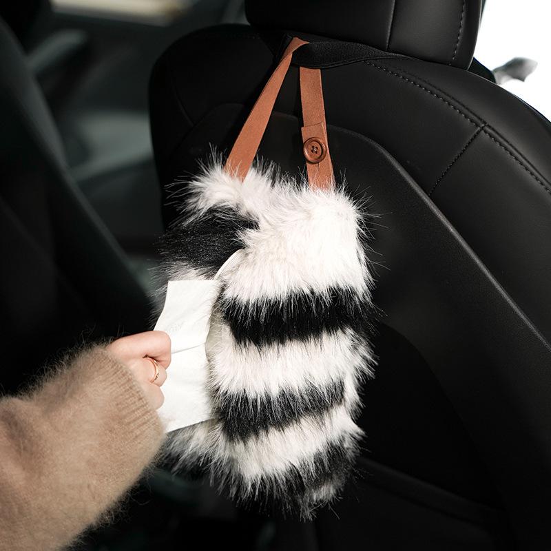 Plush Wall Hanging Tissue Bag for Living Room High-end Dining Table Bedside Storage Bag Milk Oil Wind Napkins Smoking Paper Box