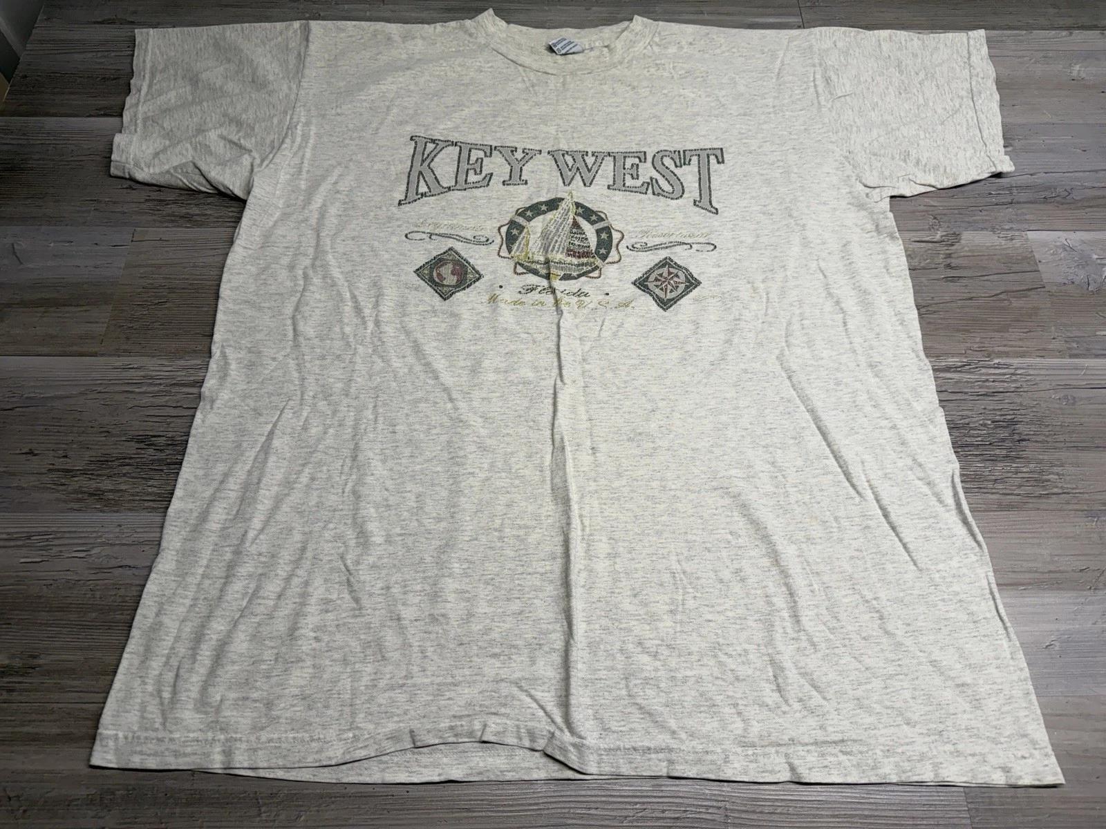 Vintage Key West Florida T-Shirt Distressed Nautical Sailboat Graphic Size 3XL 2XL