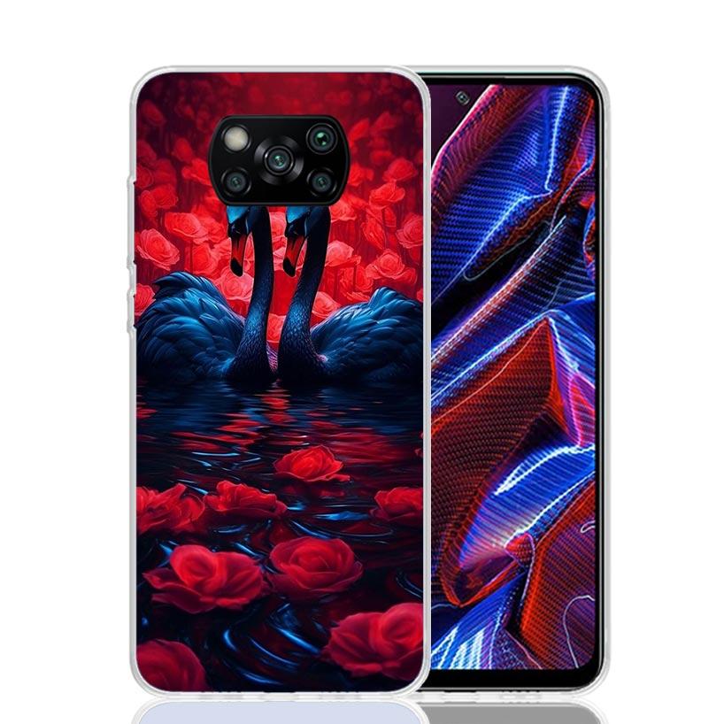 Black Swan Noble Phone Case For Xiaomi Poco X7 X6 X5 Pro F7 Ultra Redmi 15C 15 13 13C 12 12C 10 10A 10C 9 9A 9C 9T Cover Poco X7