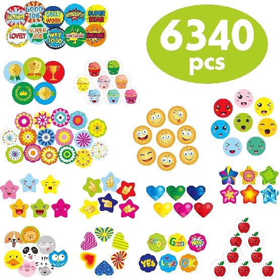 6340 Pcs Teacher Reward Encouragement Motivational Sticker Mega Pack In 14 Themes (Each Measures 1/2”-3/4” In Diameter)