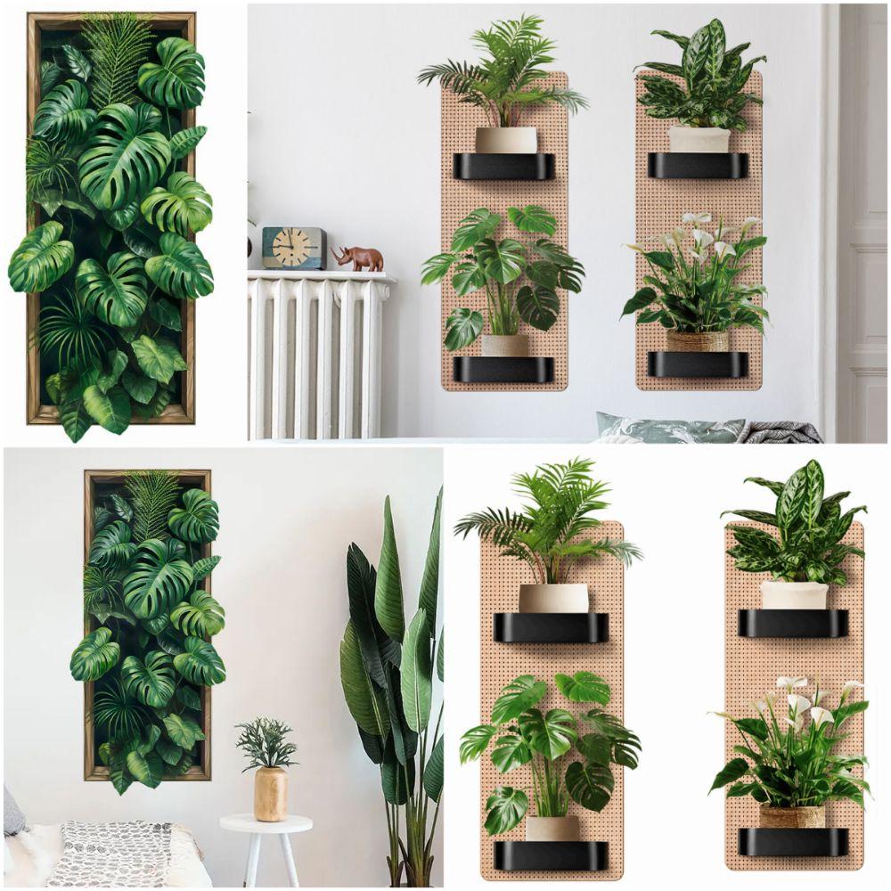 Green Leaves Monstera Leaf Sticker Waterproof Wall Mural Creative Wall Decals for Bedroom