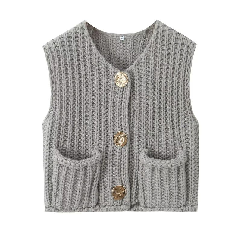 Kaslead New Arrival Women's Clothing Fashion Style Fashion Minimalist Sleeveless Short Knitted Vest