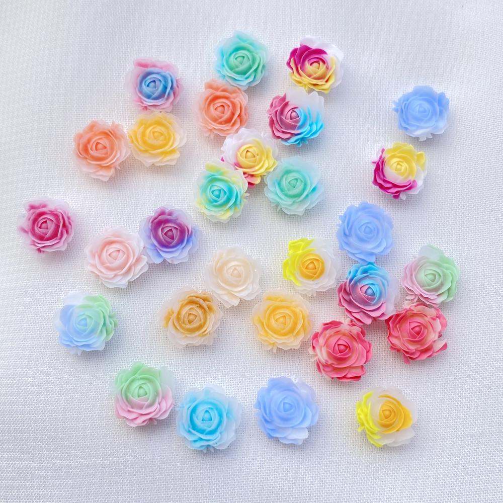 50Pcs New Cute Resin Mini Colorful Little Flowers Series Flat Back Manicure Parts Embellishments For Hair Bows Accessorie