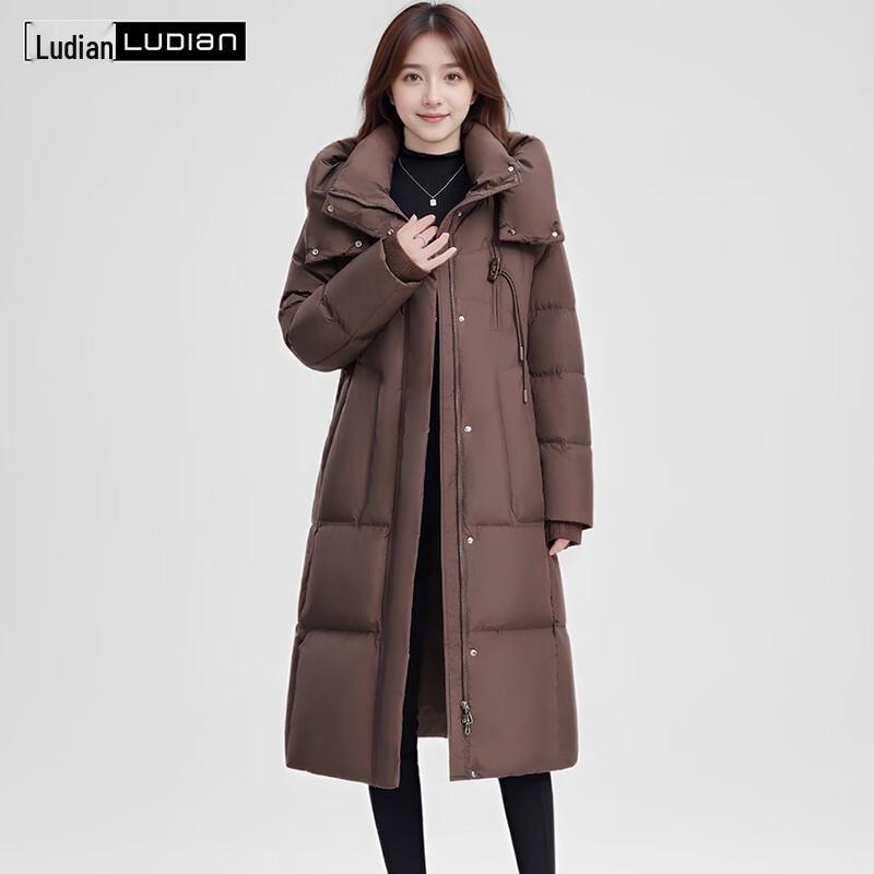 LUDIan Women s Long Winter Down Jacket M
