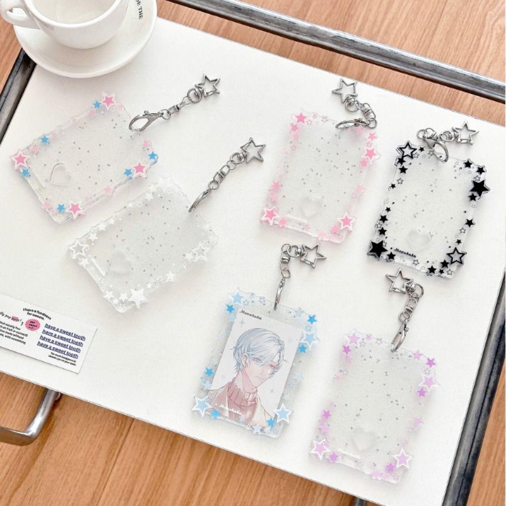 Creative 3 inch Photocard Holder Sparkling Stars Mini Idol Photo Holder Gift Acrylic Keychains