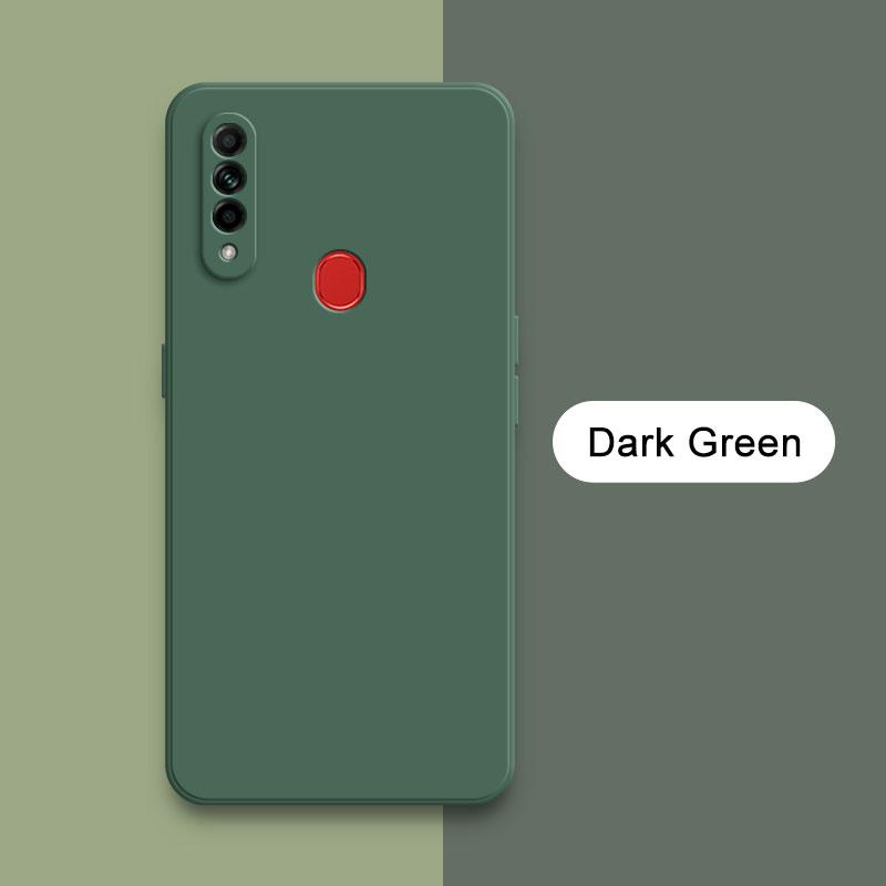 

Квадратный жидкий силиконовый чехол для камеры OPPO A8 A31, защитный 360-градусный противоударный мягкий чехол для телефона OPPOA8 OPPOA31, модная сумка-корпус OPPO A31 темно-зеленого