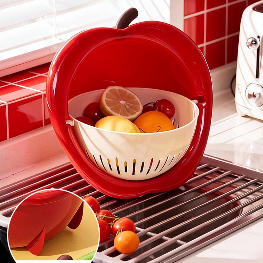 1PC Double Layer Vegetable Drain Basket Large Capacity Creative Food Storage Container Multifunctional Vegetable Fruit Strainer
