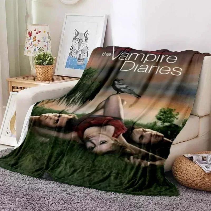 The Vampire Diaries 3D Printed Flannel Plush Blanket Bedspread Sofa Lazy Blanket Outdoor Lunch Break Blanket Travel Quilt Cover