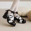 Lolita Shoes Women High Heels Pendant Lace Straps Bow Cute Girls Princess Tea Party Pumps Students Lovely Plus Size 34-48
