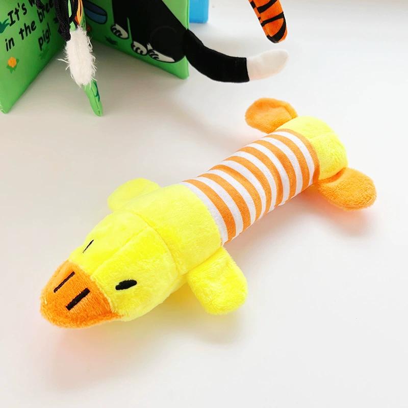 Eco - Friendly Plush Duck Dog Toy with Squeaker for Chewing and Teething - Interactive Pet Supplies Cat Dog Toys жёлтый