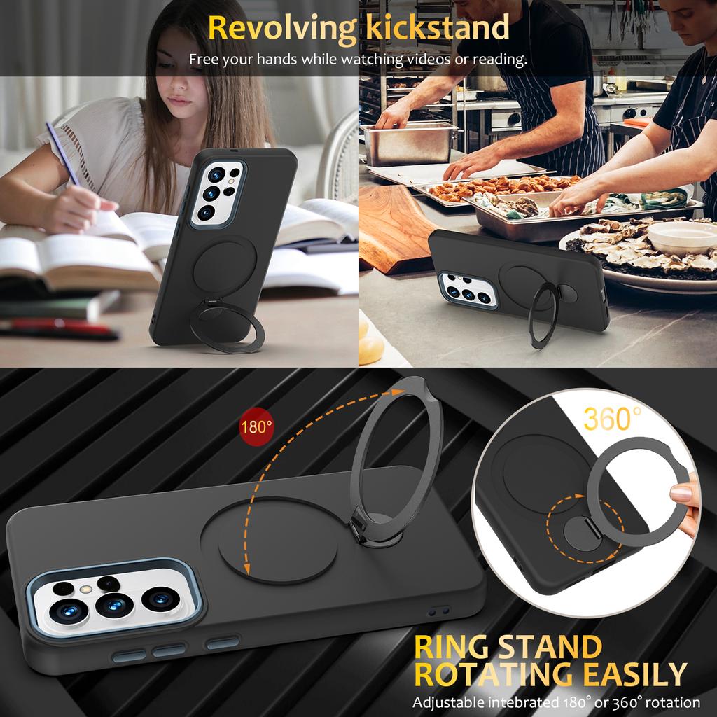 For Samsung Galaxy S26 Ultra Magnetic Case Rotating Ring Kickstand TPU + PC Back Cover