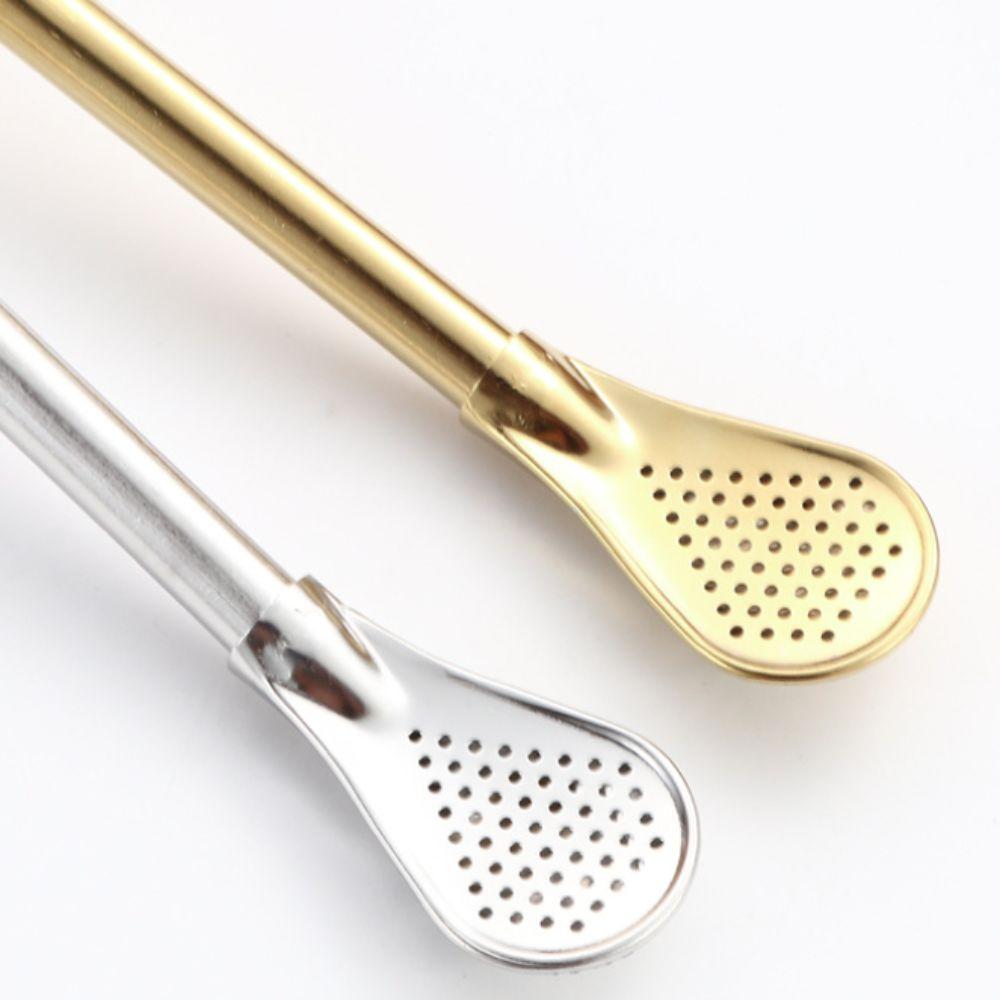 2 Piece Anti-skid Design Straw Spoon Reusable Drinking Stirring Straw Filter Straw Travel
