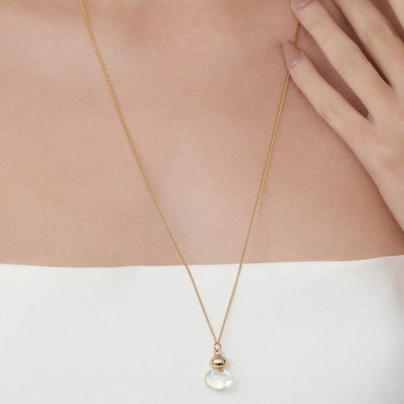 

TOU WFN006 Ornament Clear Oval Necklace Gold