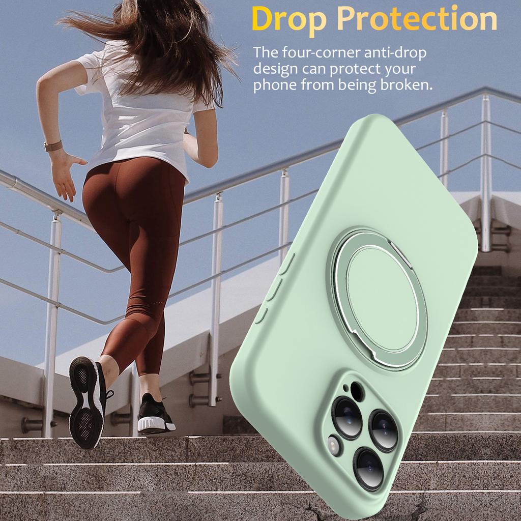 For iPhone 15 Pro Case Compatible with MagSafe Kickstand PC+Silicone Phone Cover
