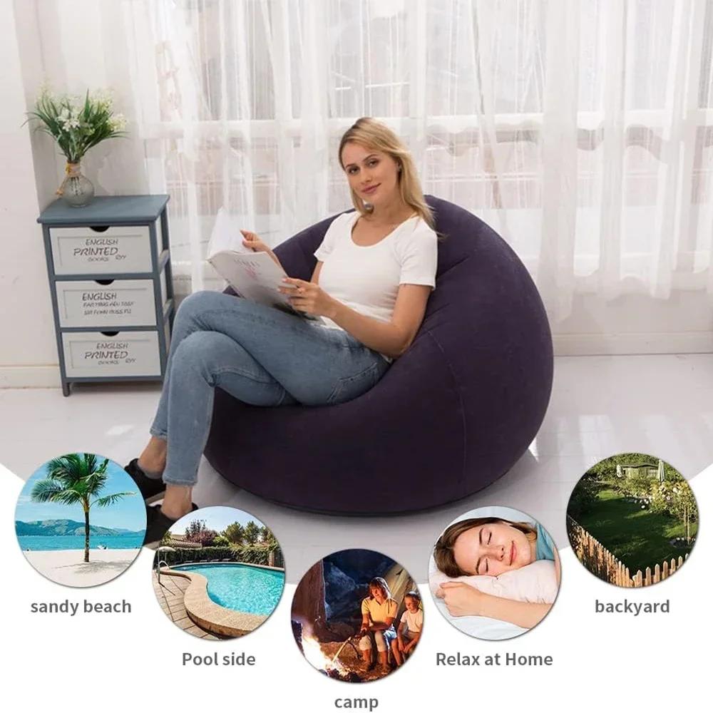 Velké líné nafukovací sedací křesla PVC lehátko Sedací vak Sedací souprava Pouf Puff Gauč Tatami Zásobování do obývacího pokoje Venkovní kempování