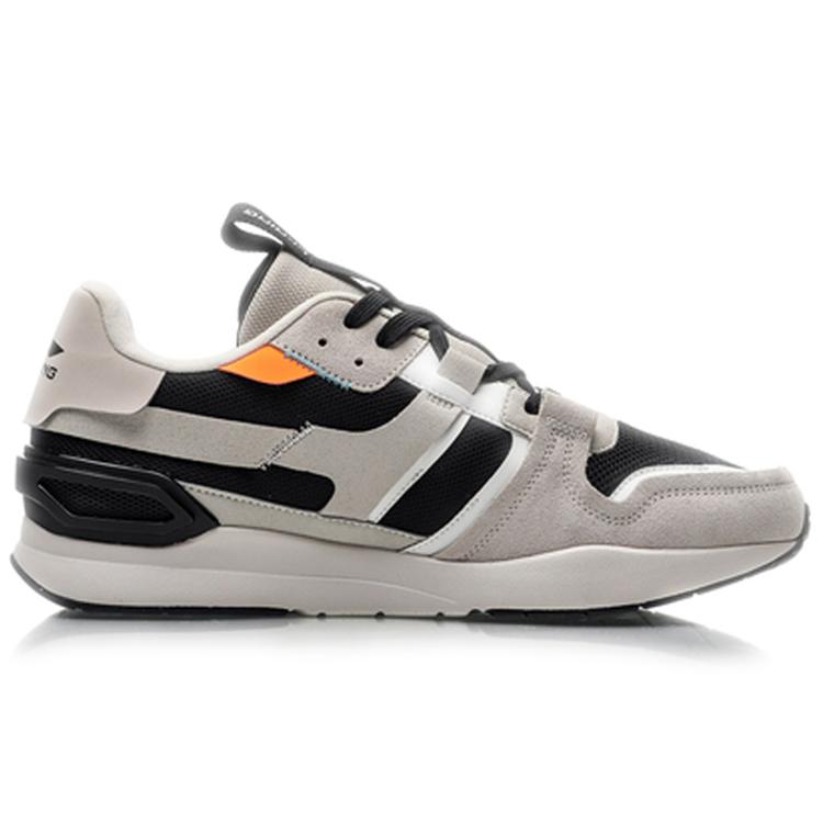 Li Ning Cushioning Slip Resistant Abrasion Resistant Low top Running Shoes Men's Cloud Rain Gray AGCP221-4
