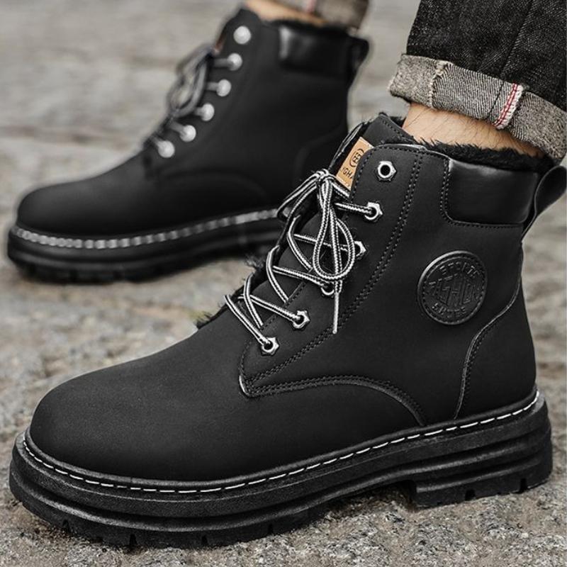 Winter Men's Shoes Warm Men Cotton Shoes Padded Thick Fleece Ankle Boots Lace Up Comfortable Men Boots Wear Resistant