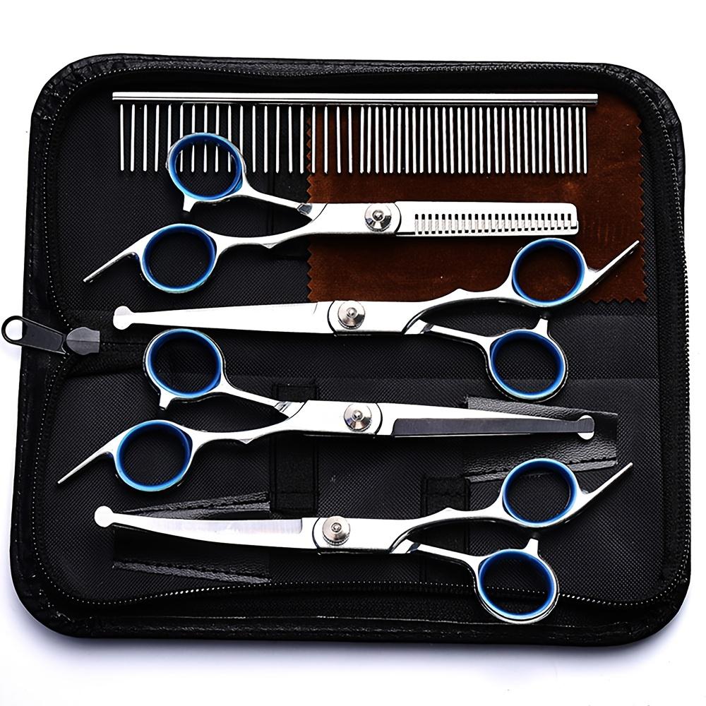 7 in 1 Professional Stainless Steel Dog Grooming Scissors With Safety Round Tip Pet Grooming Scissors Kit For Dogs Cats 1 Set 7 Pcs