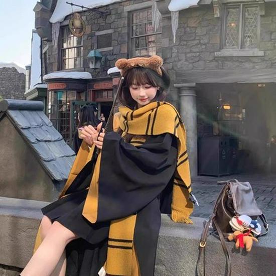 US Edition Double-Layer Striped Harry Potter Four Houses Oversized Winter Scarf - In Stock