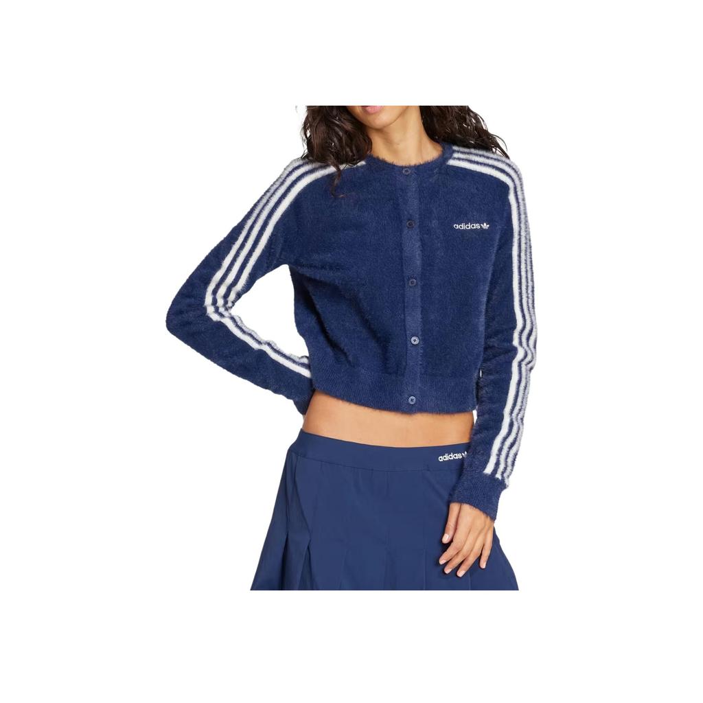 adidas Originals Knitted Cardigan Fashionable Striped Knit Sweater Women Cardigans JW3644