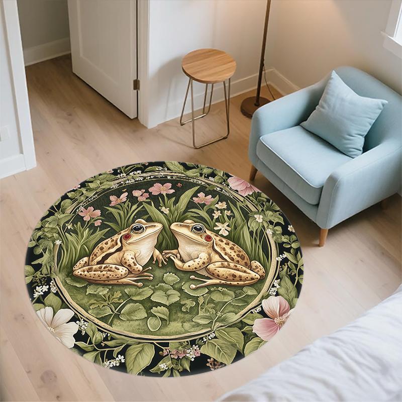 Beautiful Frog Pattern Round rug,Carpet Rug for Living Room Bedroom Sofa Playroom Decor,Non-slip Floor Mat,Holiday Gifts and Birthday Gifts