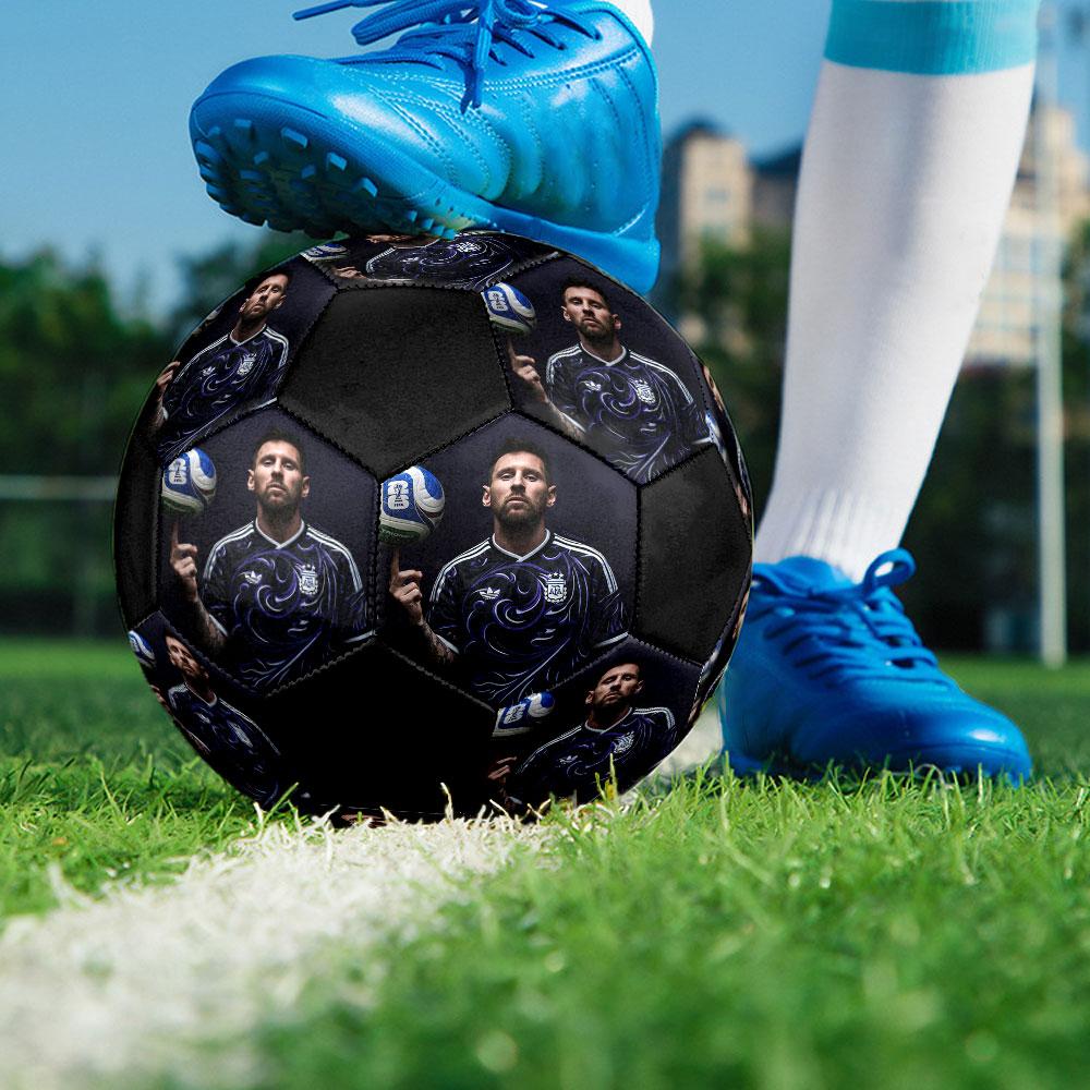 Leo10 Printed Size 5 Soccer Ball, Machine-Stitched PVC, Durable & High Bounce, All Ages Fit, fan merchandise, matches & outdoor use.