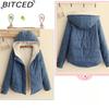 BITCED Fleece-Lined Thickened Cotton Jacket Quilted Short-Length Cotton Coat for Women Autumn/Winter Literary Minimalist Cotton-Padded Outerwear