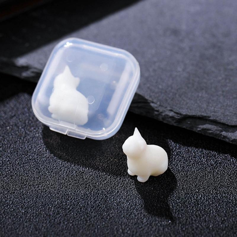 Cute Cat Resin Fillers with Crystal Droplets Flexible Silicone Mould Miniature Landscape Decorations for Home and Office