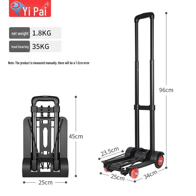 Компактная складная четырехколесная тележка: Портативная, износостойкая ручка-тележка для покупок, уличных киосков и перевозки багажа