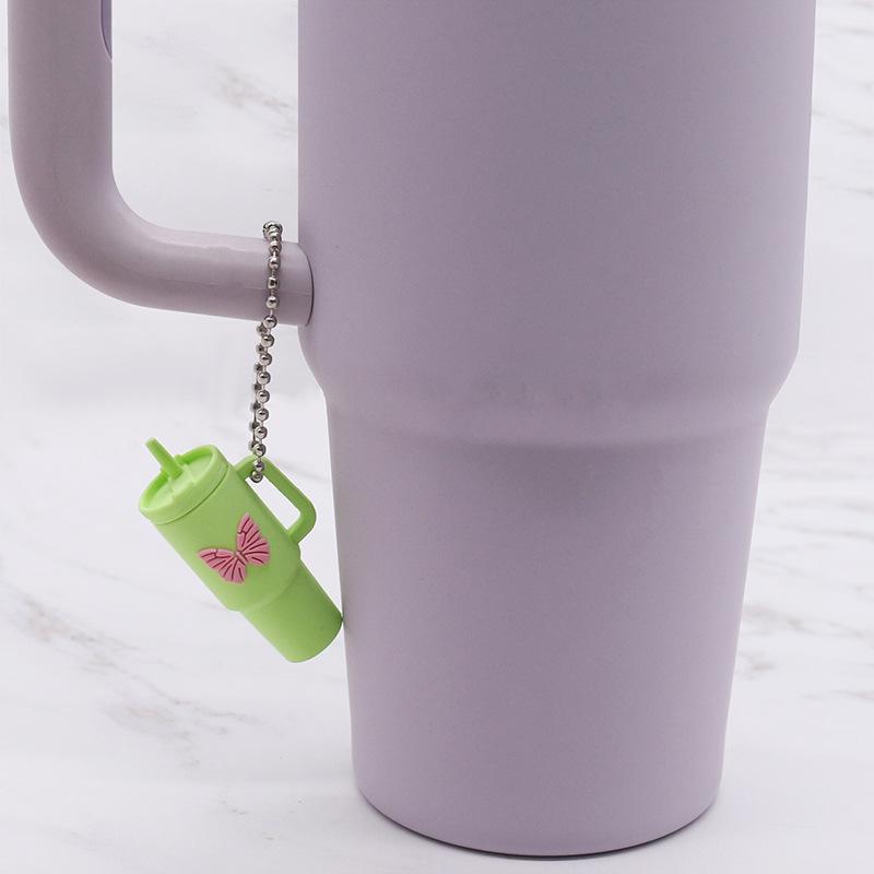 Popular Soft Rubber Stanley Cup Pendant Keychain - Creative Milk Tea Cup Keyring Available