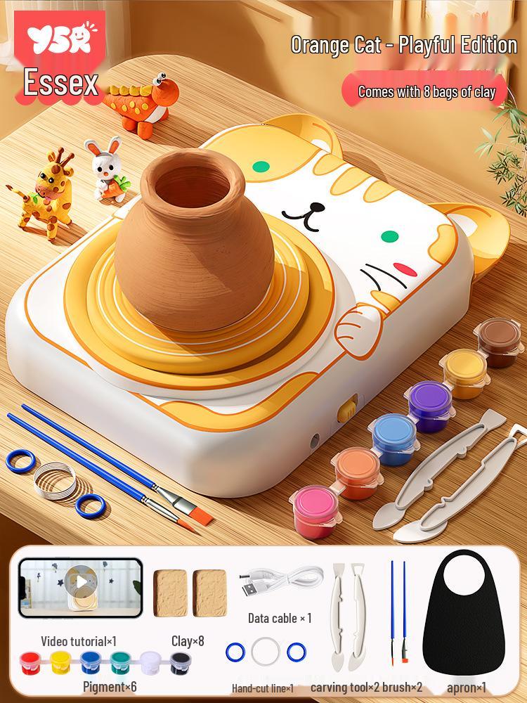 Children's Electric Pottery Machine Set with Polymer Clay & Tools for Students