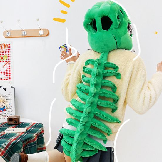 Dinosaur Skeleton Plush Toy Realistic Dinosaur Costume with Flexible Spine Fixation And Sound Effects Lightweight Headband for Party Cosplay
