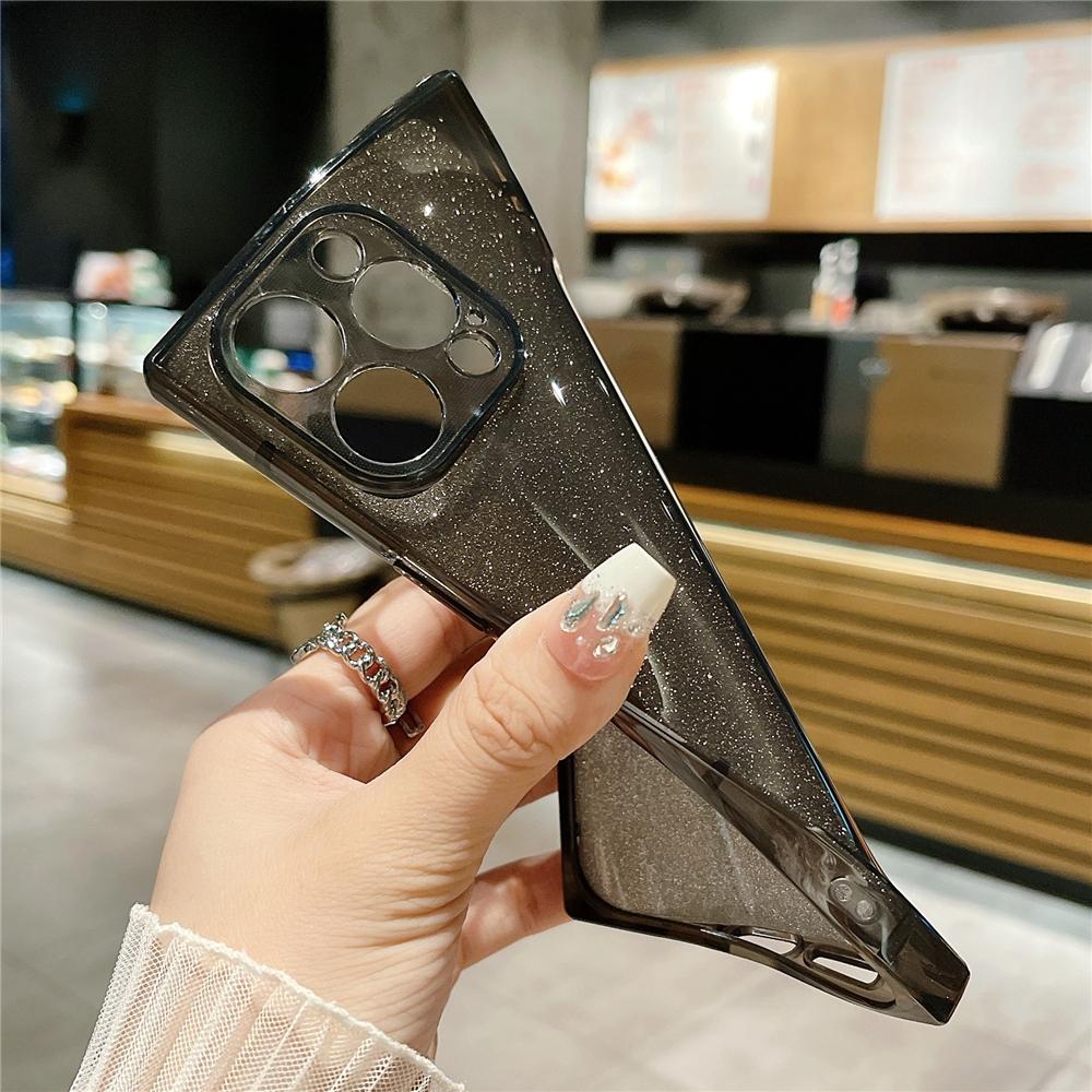 Luxury Transparent Glitter Fluorescent Transparent Case For iPhone 16 14 11 12 13 15 Pro Max 14/15/16 Plus INS Soft Silicone Cover