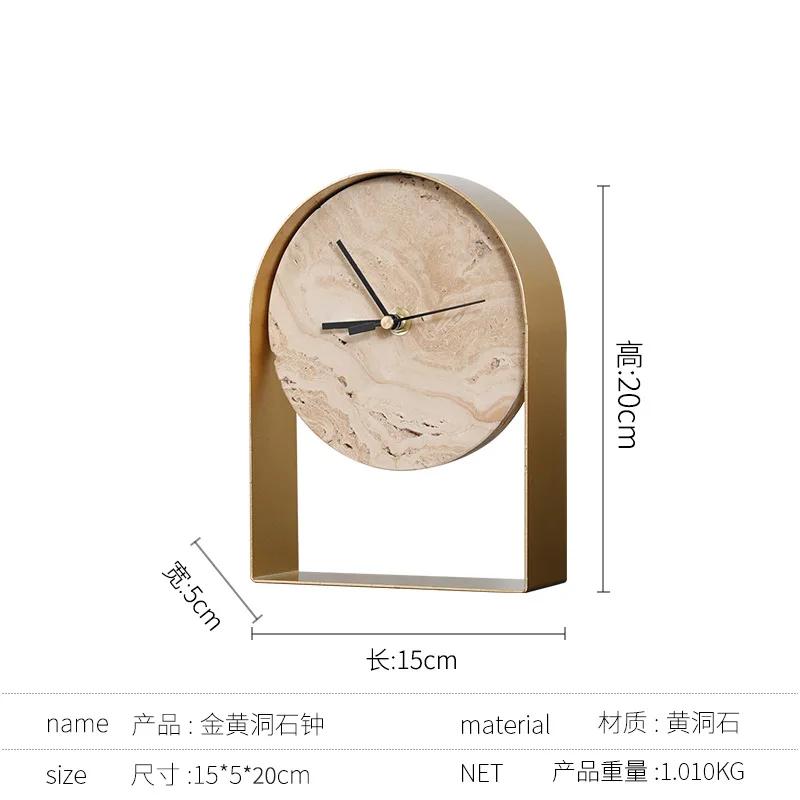 Luxurious Marble Desktop Clock Modern Model Room Study Bookcase Handicraft Ornament Table Desk Clock Watch Home Decorations