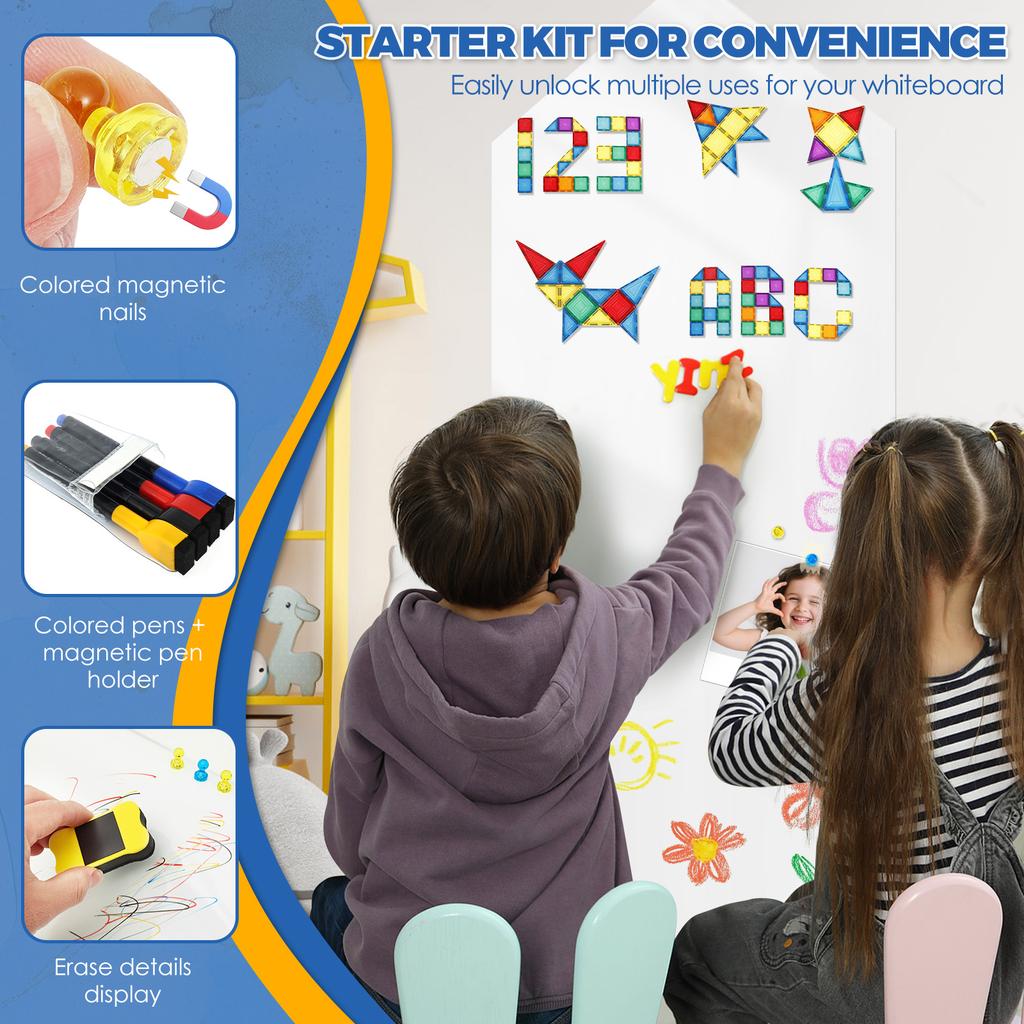 Magnetic Whiteboard Sticker 101 x 40.5 cm No Ghosting Adhesive Whiteboard Wallpaper Dry Erase Board Sheet for Office Home School