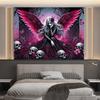 1pc Pink Wing Tapestry Skull Beauty Printed Reusable Dustproof Oversized Tapestry for Birthiday Gift Home Party Wall Decoration