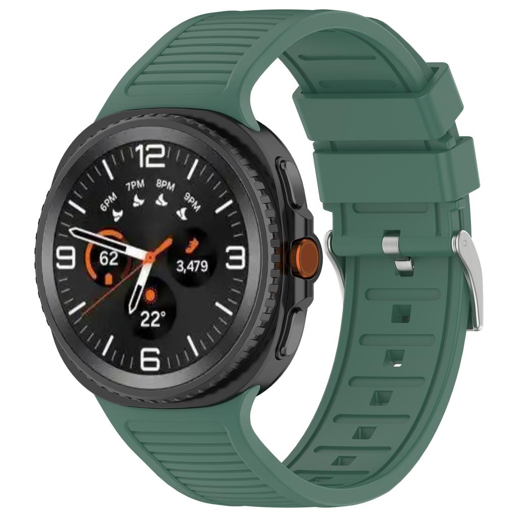 Silicone Watch Band for Samsung Galaxy Watch8 Classic 46mm/Watch8 44mm/40mm Steel Buckle Striped Strap