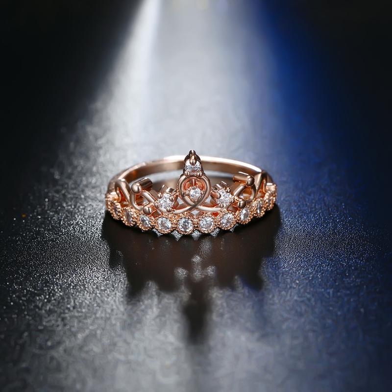 Bijuterii Inel Inel Aur Rose Coroana Inel Zircon Bijuterii la modă Bijuterii