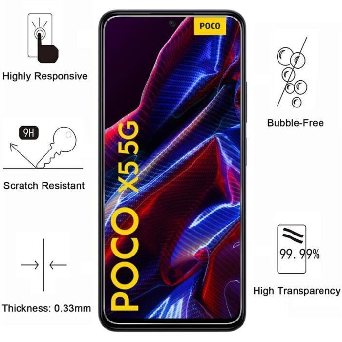 Displayschutzfolie - Phonillico - Xiaomi Poco X5 5G - 2er-Pack - Gehärtetes Glas - Kratzfest