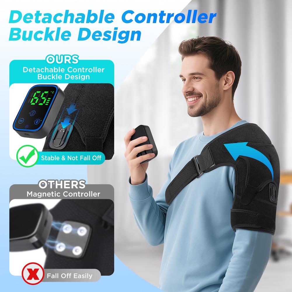 Electric Cordless Shoulder Massager with Heating Vibration App Control, Shoulder Pads Shoulder Braces for Womer Men
