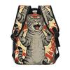 Catzilla Japan Cat Kitten Lover Student Backpack School Bag Hiking Travel Daypack for Men Women Fashion Bookbag Shoulder Bags