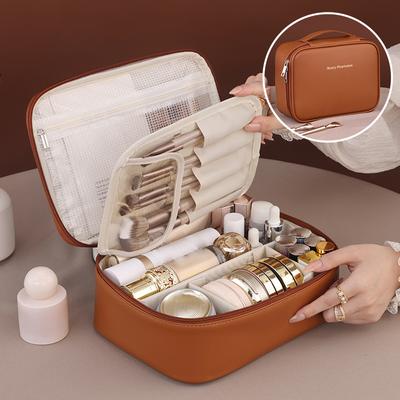 Portable Travel Cosmetic Bag Large Capacity Waterproof Toiletry Bag Storage Bag Multifunctional Leather Cosmetic Box Storage Bag