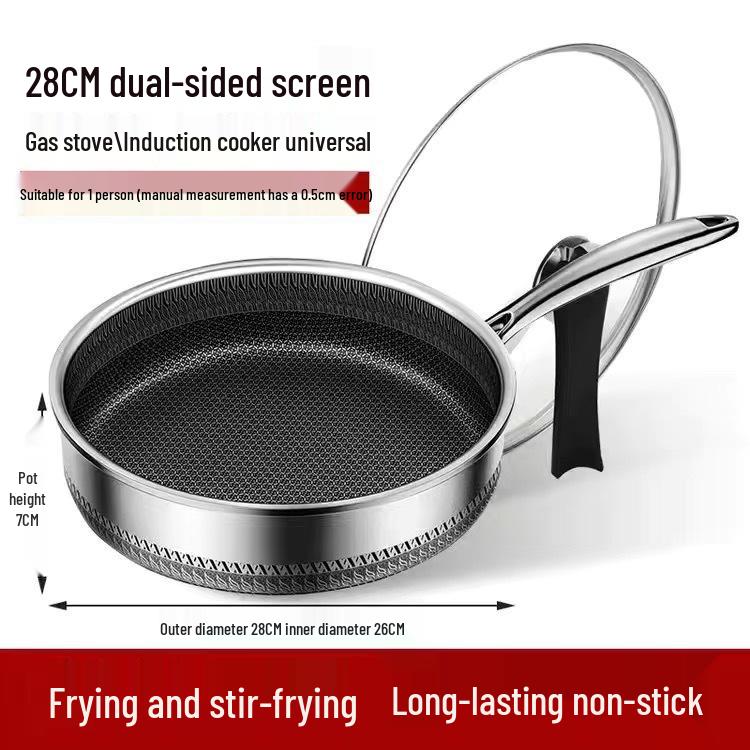 Non-Stick Stainless Steel Honeycomb Textured Frying and Stir-Frying Pan
