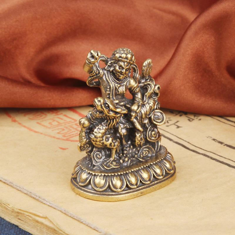 Vintage Brass White Of Desktop Ornament Buddha Statue Five-Way God Of Wealth Tibetan Style Bronze Sculpture C