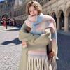 New Winter Imitation Cashmere Scarf Fashion Versatile Colorful Striped Scarf High-end Women Thicken Warm Shawl