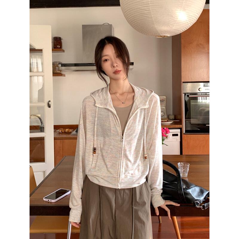 ICH MODE Women s Sun Protection Hooded Knit Cardigan M
